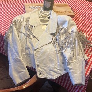 White Fringe Leather Jacket
